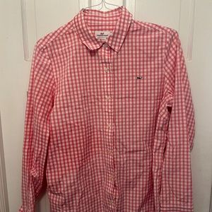 Vineyard Vines Pink & White Checkered Ling Sleeve Button Down Shirt
